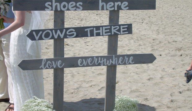Beach wedding sign