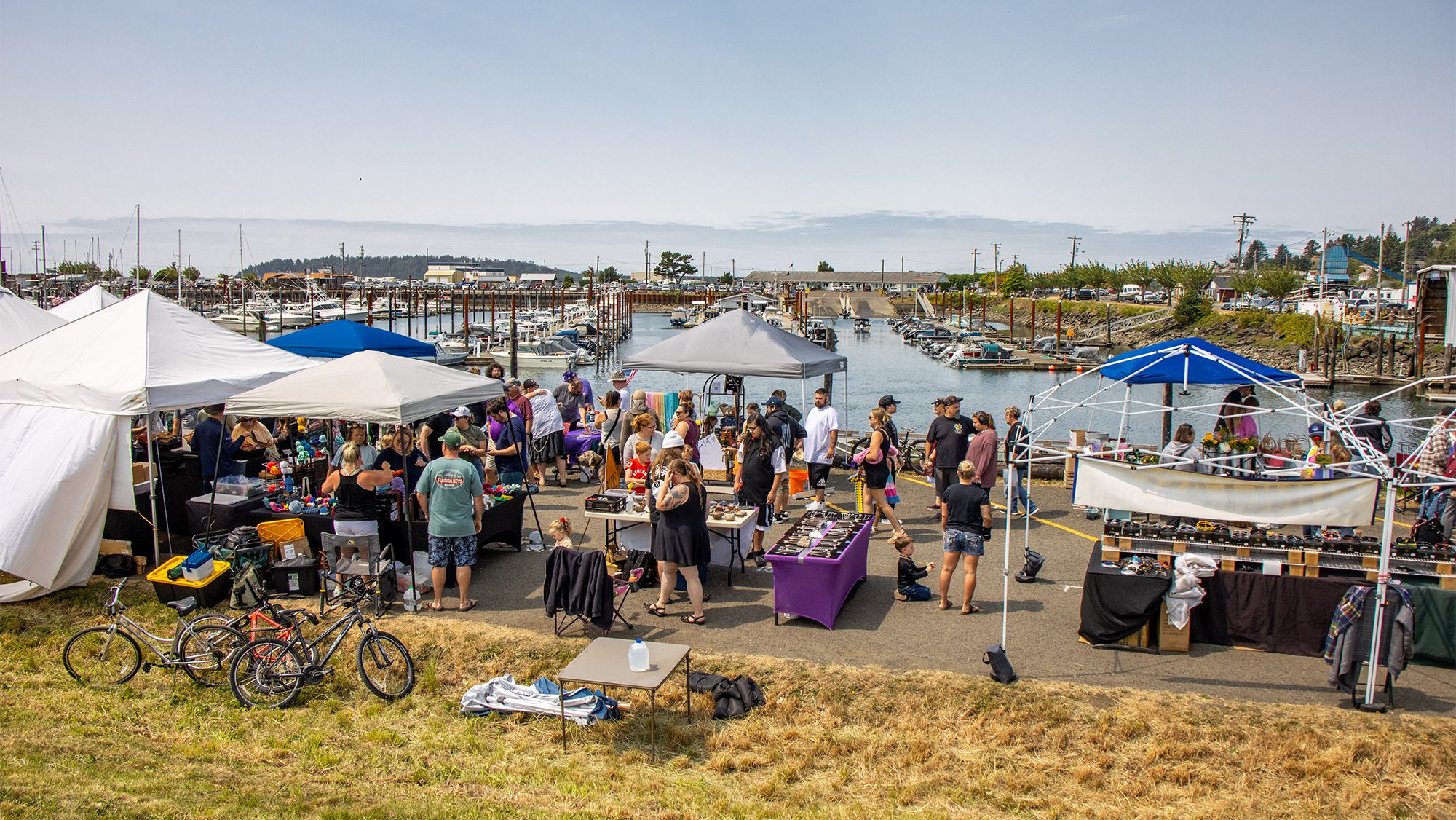 Garibaldi Days outdoor market tents harbor boats