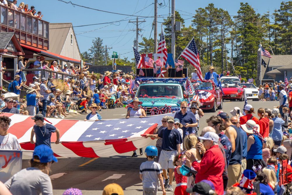 Manzanita July 4th Parade american flag crowd