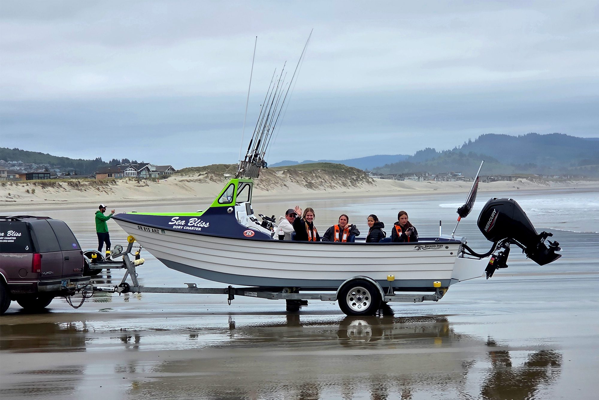 high school students beach dory boat trailer